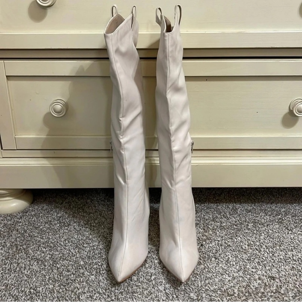 Dolls Kill Cream Heeled Boots - Picture 5 of 5